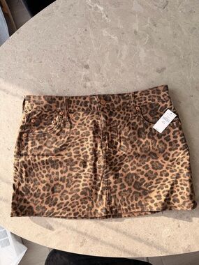 GAP Leopard Print Mini Skirt - Brown and Black